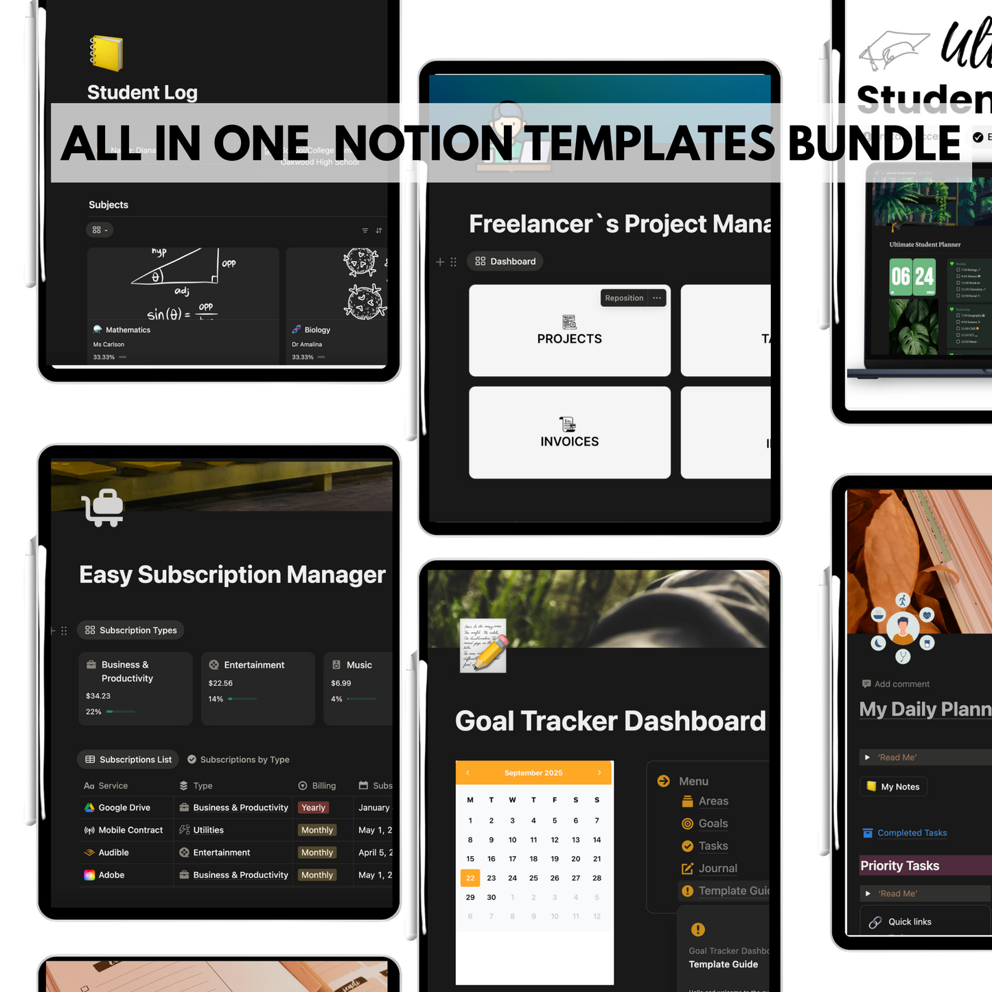 All in one Notion Templates Bundle ( more than 300 templates )